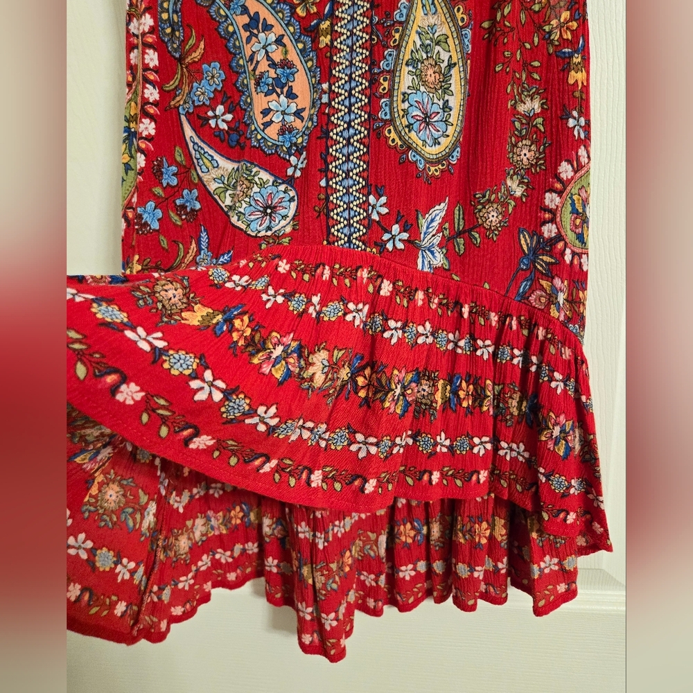 Patrons of Peace Red And Blue Paisley Top Boho Hippie Size XS - Picture 5 of 9